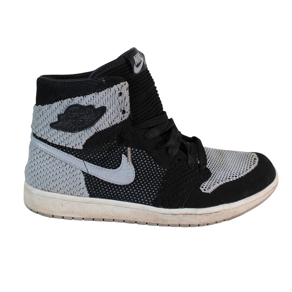 Air Jordan 1 Retro High Flyknit Shadow Black Wolf Grey 919704-003‎ Mens 10.5